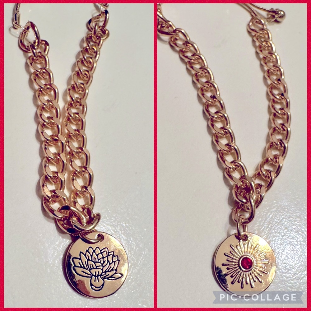 July Birthstone and Flower Charm on a Curb Chain
Slider Bracelet - Gold